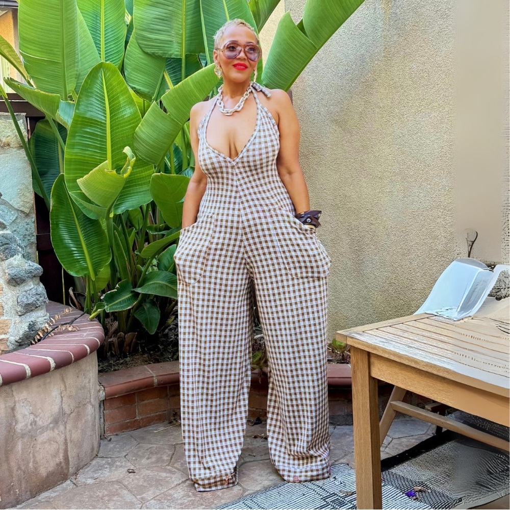 Checkered Halter Jumpsuit